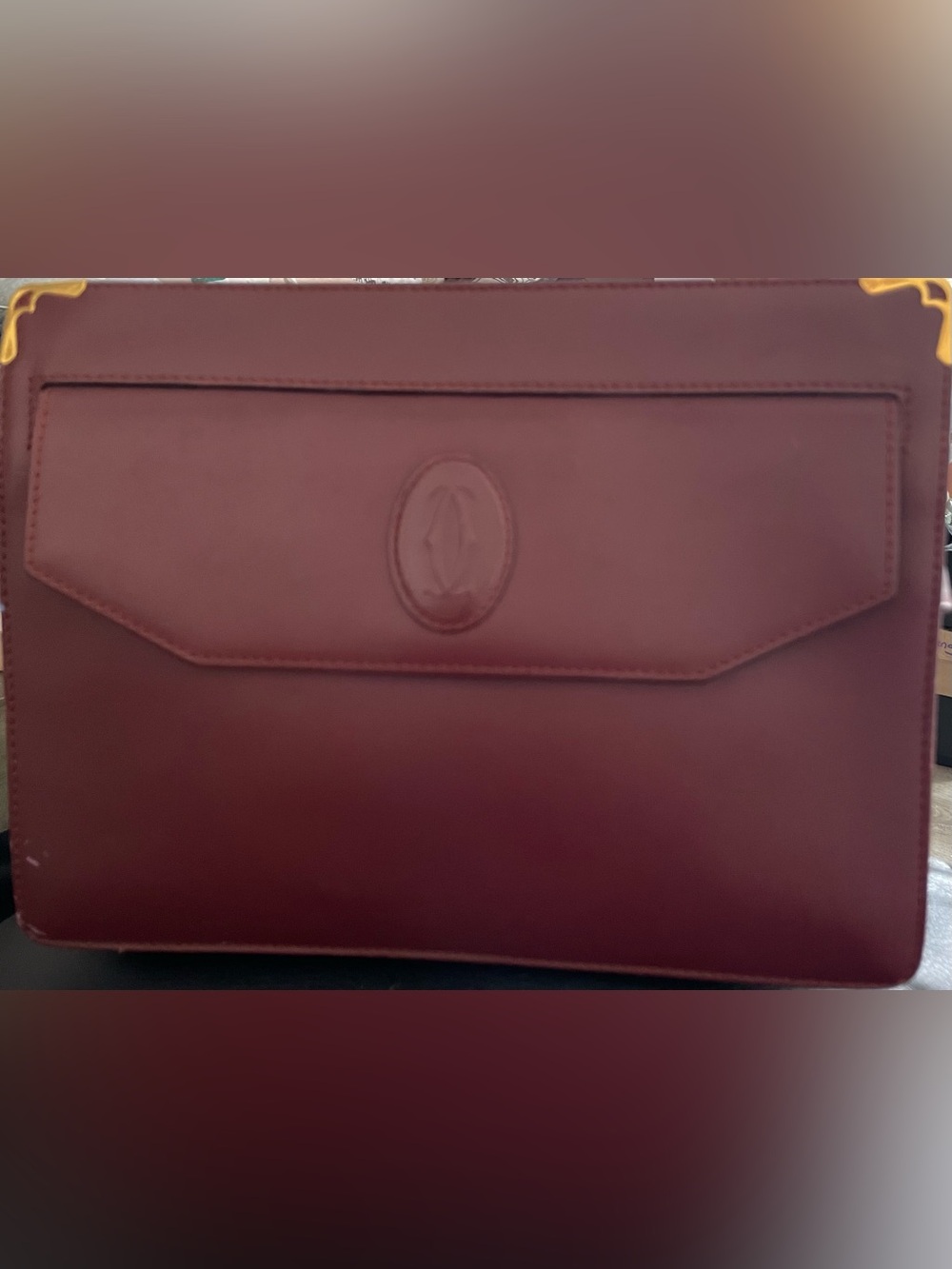 Cartier Leather Envelope Clutch - Burgundy